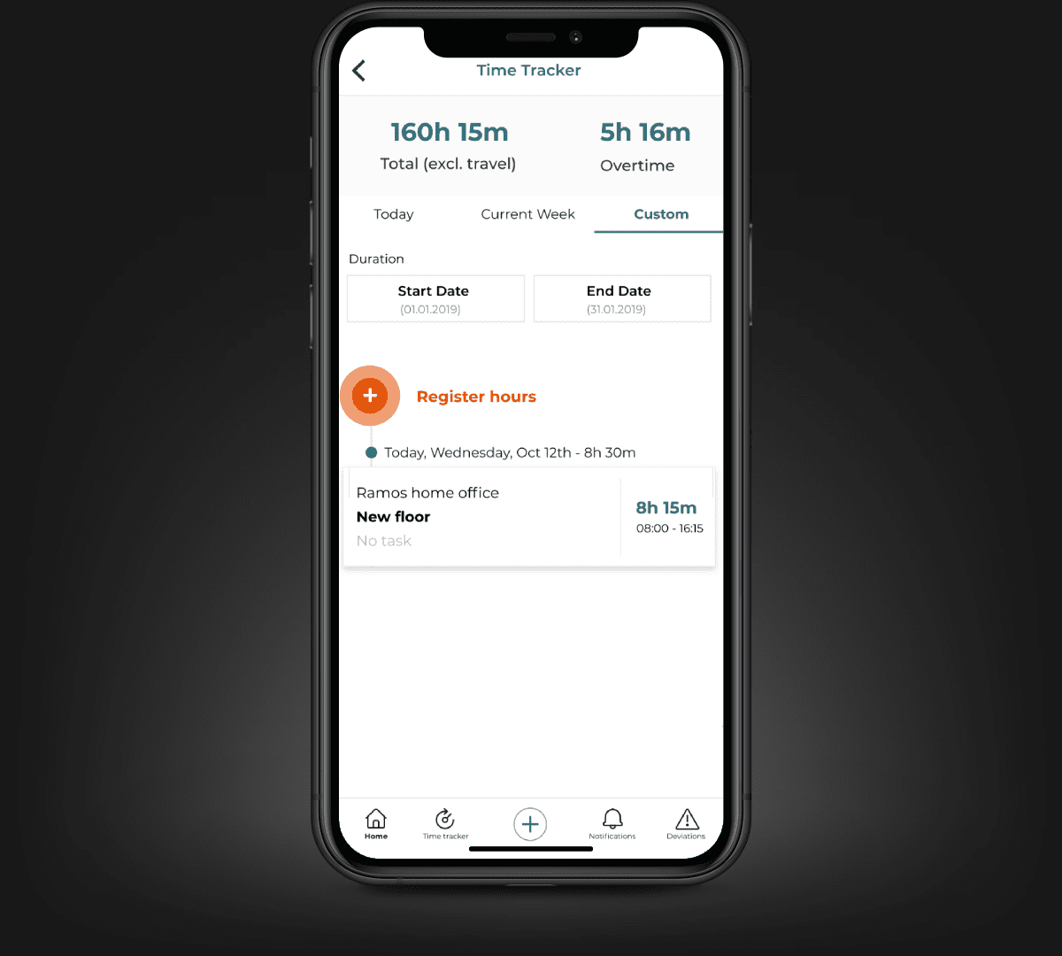 Time tracking mobile app desing and development