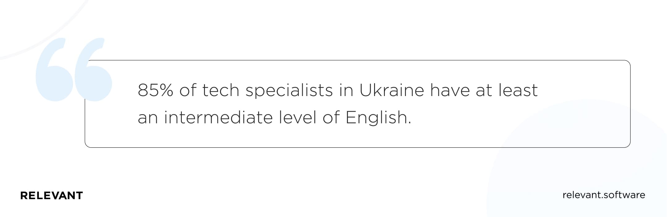 85% of tech specialists in Ukraine have at least an intermediate level of English.